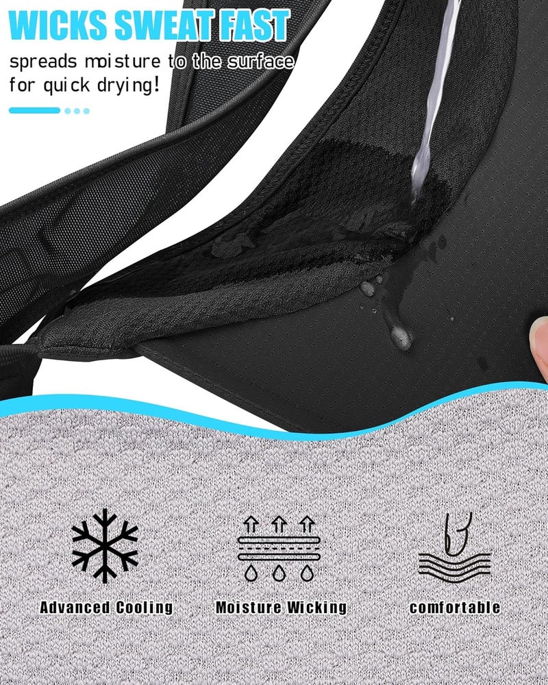 YANIKY Sports Sun Visor Hats for Women Men Lightweight Breathable Cooling Stretchy Visors Foldable UPF 50+ for Running Tennis Golf - Image 3